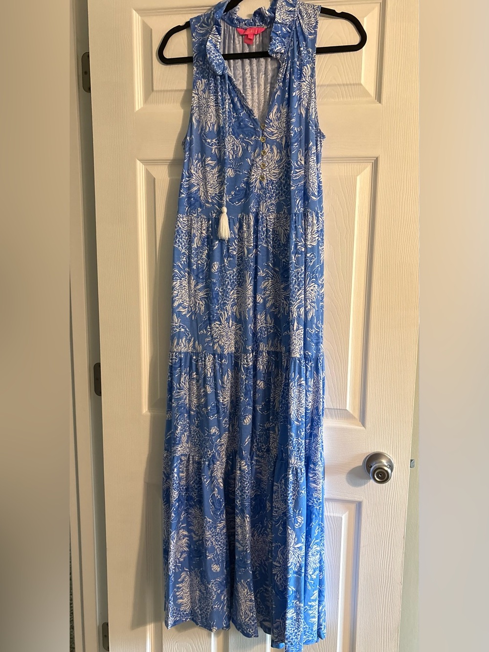 Lilly Pulitzer Malone size small Blue and White Printed Maxi Dress VGUC